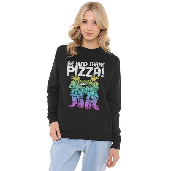 Teenage Mutant Ninja Turtles TMNT Be Kind Share Pizza Women's Crew Sweatshirt