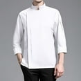 thumbnail image 4 of Chef Jacket Unisex Chef Jacket Button Down Solid Long Sleeve Hotel Catering Chef Overalls,Z03-White,XL, 4 of 4