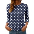 thumbnail image 2 of Heisall Women's T-Shirts 3/4 Sleeve Round Neck Loose Casual Striped Non-positional Print Spring/Autumn Fashion, 2 of 7