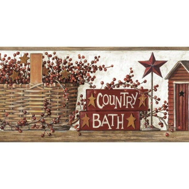 877246 Country Bath Wallpaper Border Hk4649bd