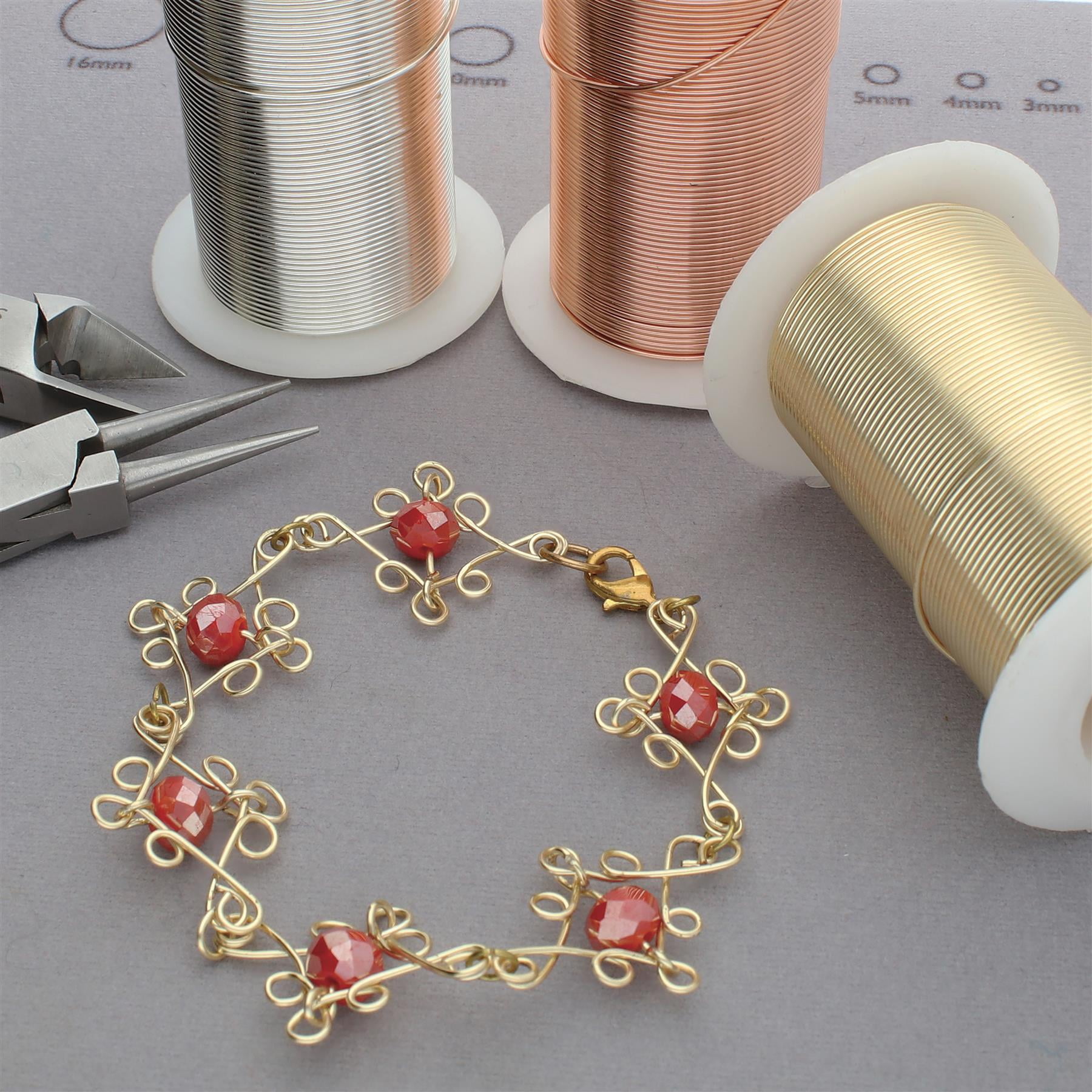 The Beadsmith Wire Elements 26-Gauge Lacquered Tarnish-Resistant Copper Wire for Jewelry Making, 4-34 Yard, 31.09 Meter Spools (Gold, Silver, & Copper Color)
