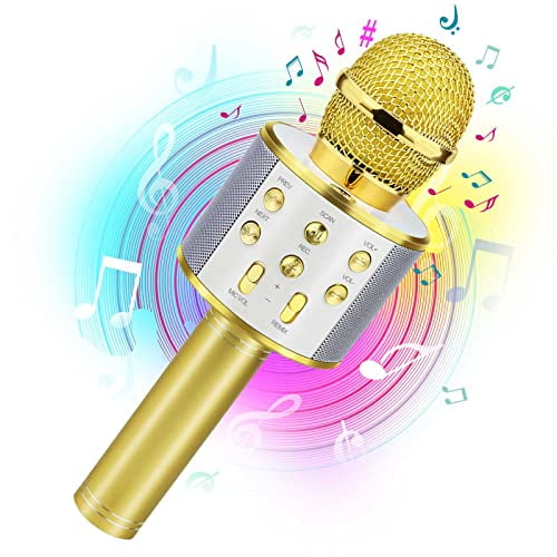 Birthday Gifts for 3-11 Year Old Girls,Bluetooth Karaoke Microphone for Kids Gifts for Teenage Girls Christmas Stocking Stuffers for Kids Popular Toys for 4-12 Year Old Boys Girls - Gold
