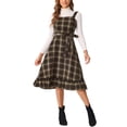 thumbnail image 4 of Vestido Vintage a Cuadros INSPIRE CHIC para Mujeres con Volantes Sin Mangas Cintura Ajustable A-Line Pinafore Overall Talla L Color Caqui Marrón, 4 of 5