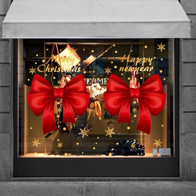 Fiudx Pegatinas Navideñas para Ventana de Arco, Decoración Festiva para Escaparate, Puertas Correderas, Atractivo Visual de Doble Cara, Tamaño 60 X 90 Cm