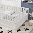 thumbnail image 4 of Miniyam Wood Twin Size Floor Bed with High Guardrail, White, 4 of 7