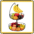 thumbnail image 1 of Auledio 2 Tier Metal Fruit Baskets with Banana Tree, Detachable Bowl for Countertop, Bronze, 1 of 6