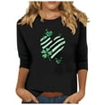 thumbnail image 2 of Meichang T-Shirts à Manches 3/4 pour Femmes T-Shirts de la Saint-Patrick Hauts Graphiques Trèfle Chanceux T-Shirts de Vacances Col Rond Blouses en Liquidation, 2 of 5