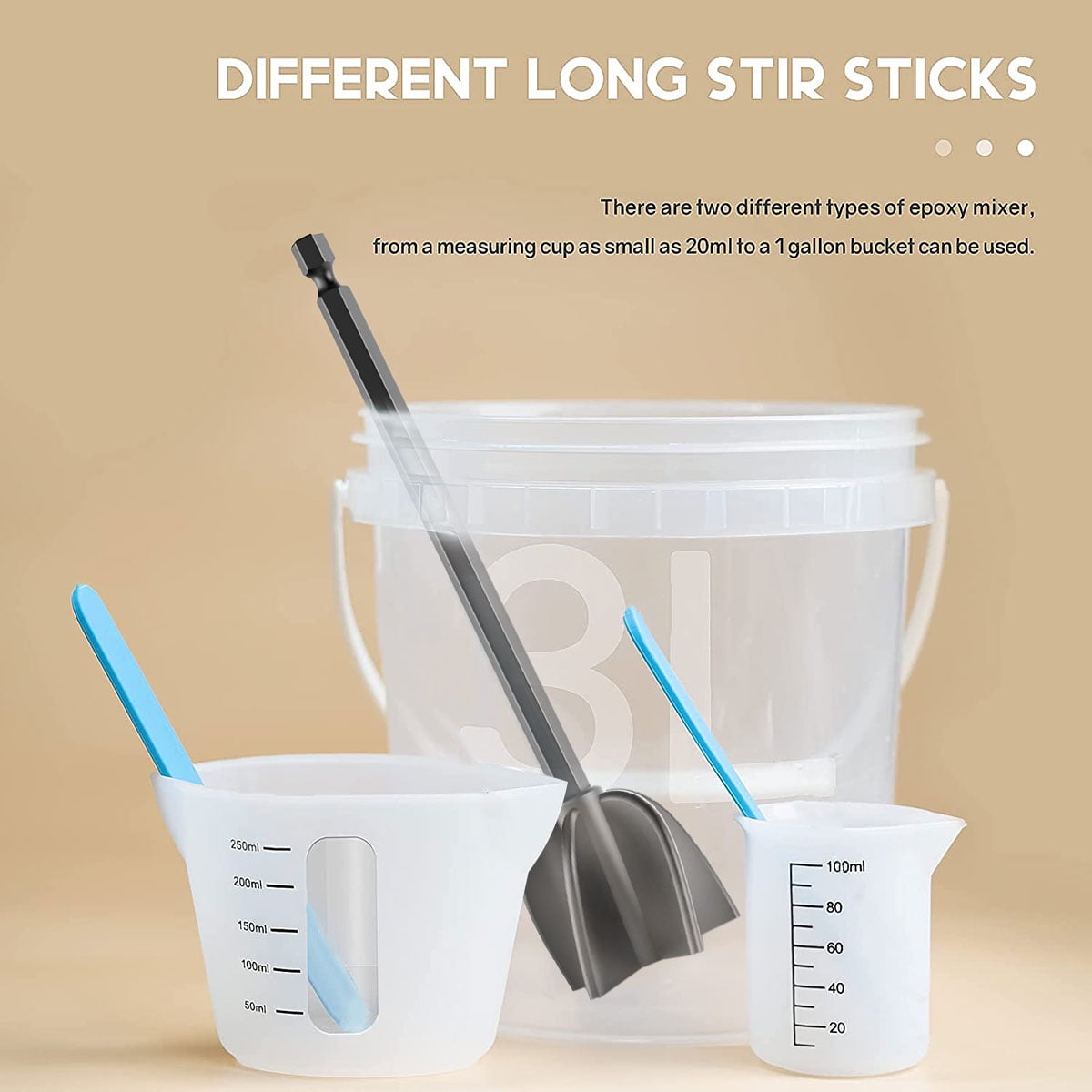 Silicone Measuring Cups Forepoxy Resin 250 & 100ml Reusable Epoxy Resin  Mixing Cups Silicone Pouring Cup Thick Hard Stir Sticks Finger Cots Tweez