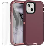 AICase for iPhone 13 Case with Glass Screen Protector, Heavy Duty Protective Phone Case, Military Grade Full Body