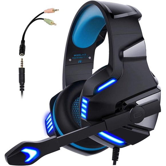 Gaming for PS4 Xbox One PC, Micolindun Over Ear Gaming Headphones with Noise Cancelling Microphone Volume