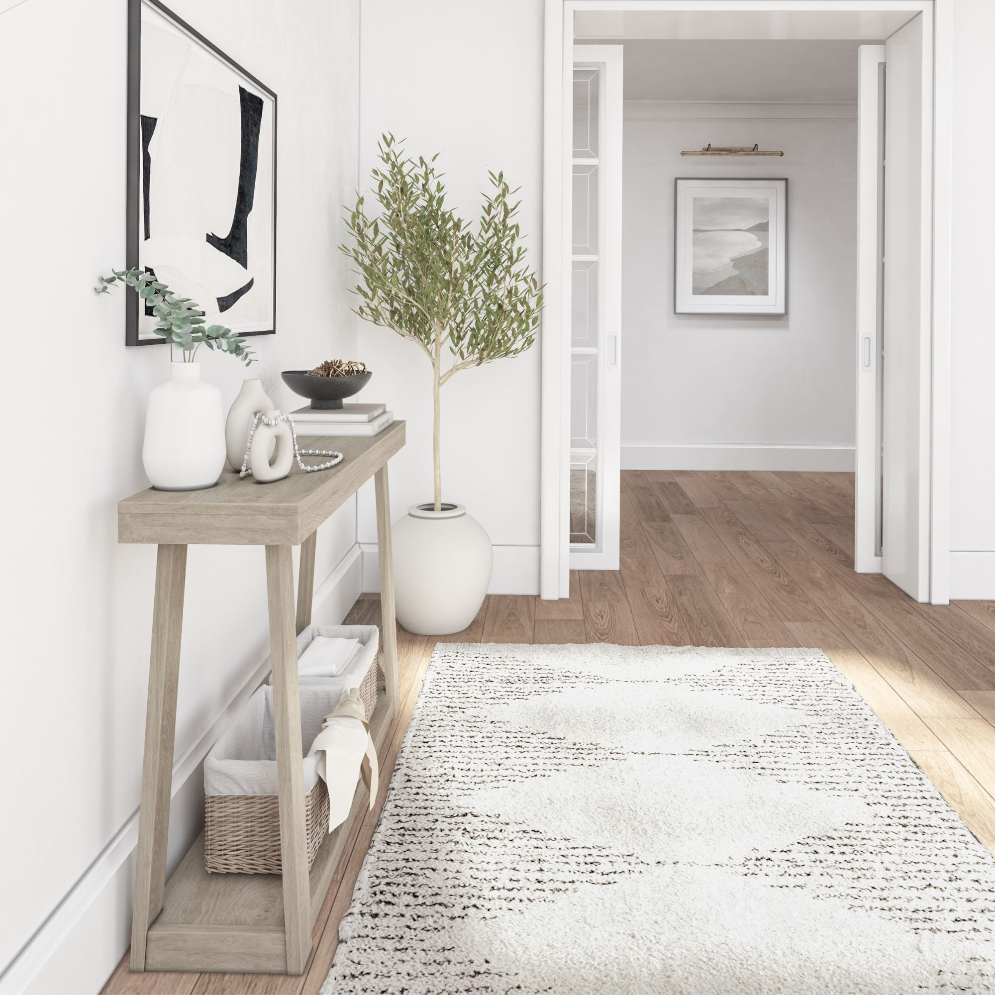 Plank+Beam Solid Wood 46 " Console Table with Storage, Narrow Entryway Table, Living Room