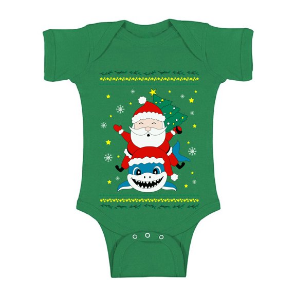 Awkward Styles Christmas Baby Outfit Bodysuit Santa Xmas Shark Romper