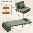 thumbnail image 3 of Akaber 3-in-1 Futon Sofa Bed, Chenille Sleeper Chair with Back Support & Pillow, Wood Frame, Metal Legs, 3 of 10