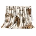 thumbnail image 2 of Western Horses With Saddle And Desert Buildings, Soft Flannel Blanket with Vintage Western Sketch Print, Housewarming Gift and Home Decor for Bedroom and Living Room, 2 of 7