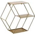 thumbnail image 1 of Corner Plastic/Metal Freestanding Stackable Organizer Shelf for Bathroom,Metal Hexagonal Wall Hanging Shelf Storage Rack Living Room Bedroom Decoration Copper, 1 of 8