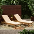thumbnail image 6 of Afuera Living Outdoor Acacia Wood Chaise Lounge in Teak and Cream (Set of 2), 6 of 12