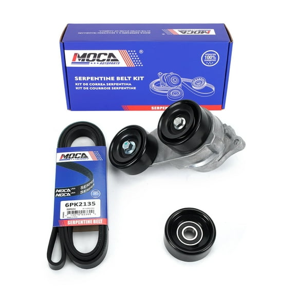MOCA AUTOPARTS Serpentine Drive Belt Component Kit Fit for 2006-2011 Honda Pilot 3.5L & 2005-2010 Honda Odyssey 3.5L & 2008-2010 Honda Accord 3.5L
