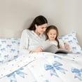 thumbnail image 5 of Feelyou Blue Kawaii Ribbon Queen Comforter Set, Cartoon Stars Print Bedding Sets, Teens Boys Girls Kids Reversible Bedding Comforter Set, Breathable Home Decor, 3pcs, 5 of 8