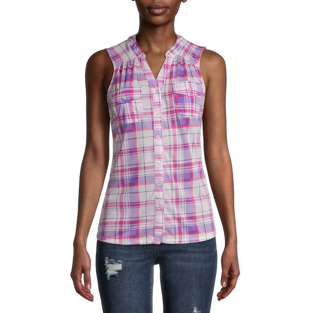 New York Laundry New York Laundry Women's Sleeveless Button Front VNeck Top