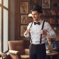 thumbnail image 6 of Slccxzc Sequin Fedora Hat Set with Suspenders & Bow Tie, Sparkly Party Costume Accessories for Men Women, 6 of 7