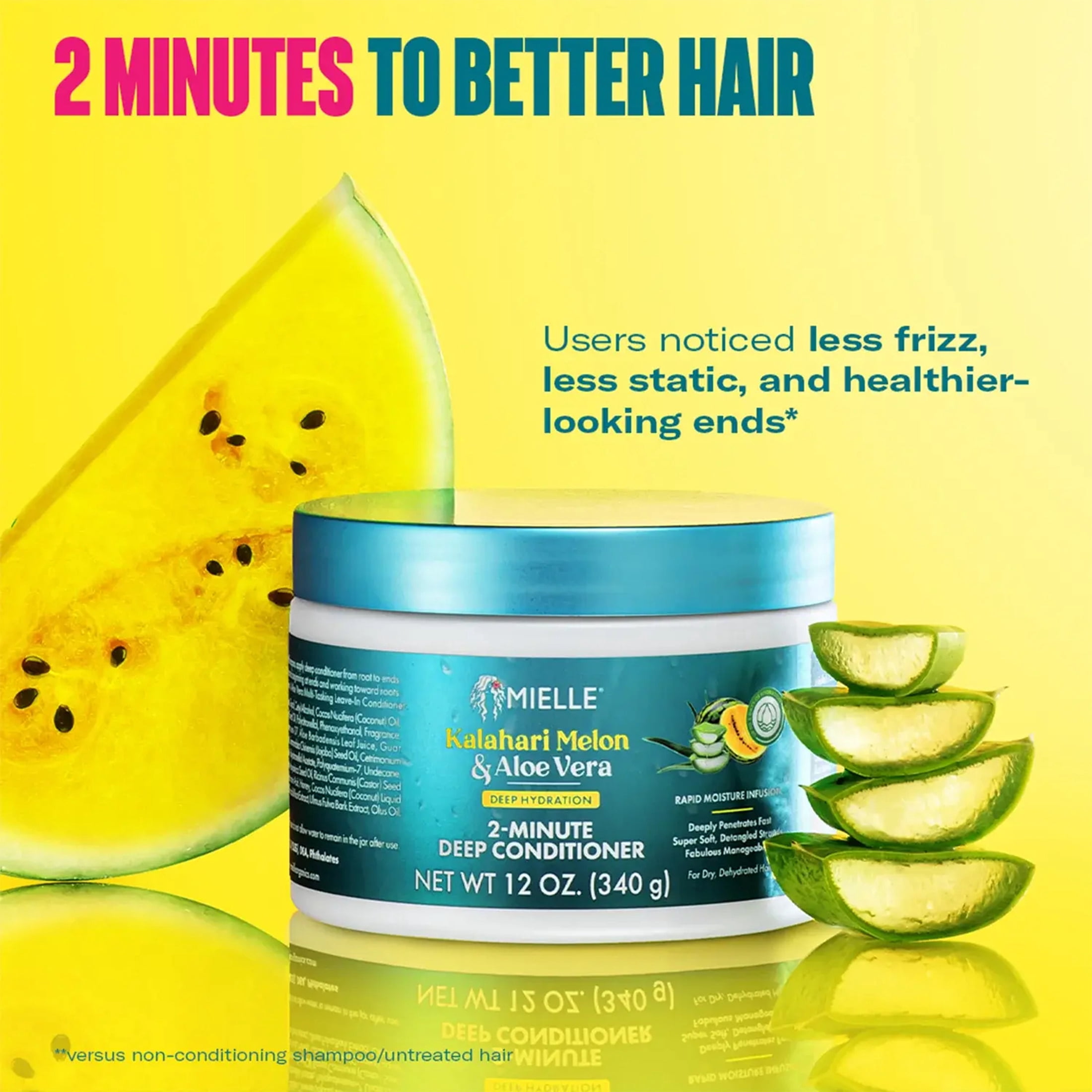 Mielle Kalahari Melon and Aloe Vera Deep Hydration 2-Minute Deep Conditioner - 12 oz