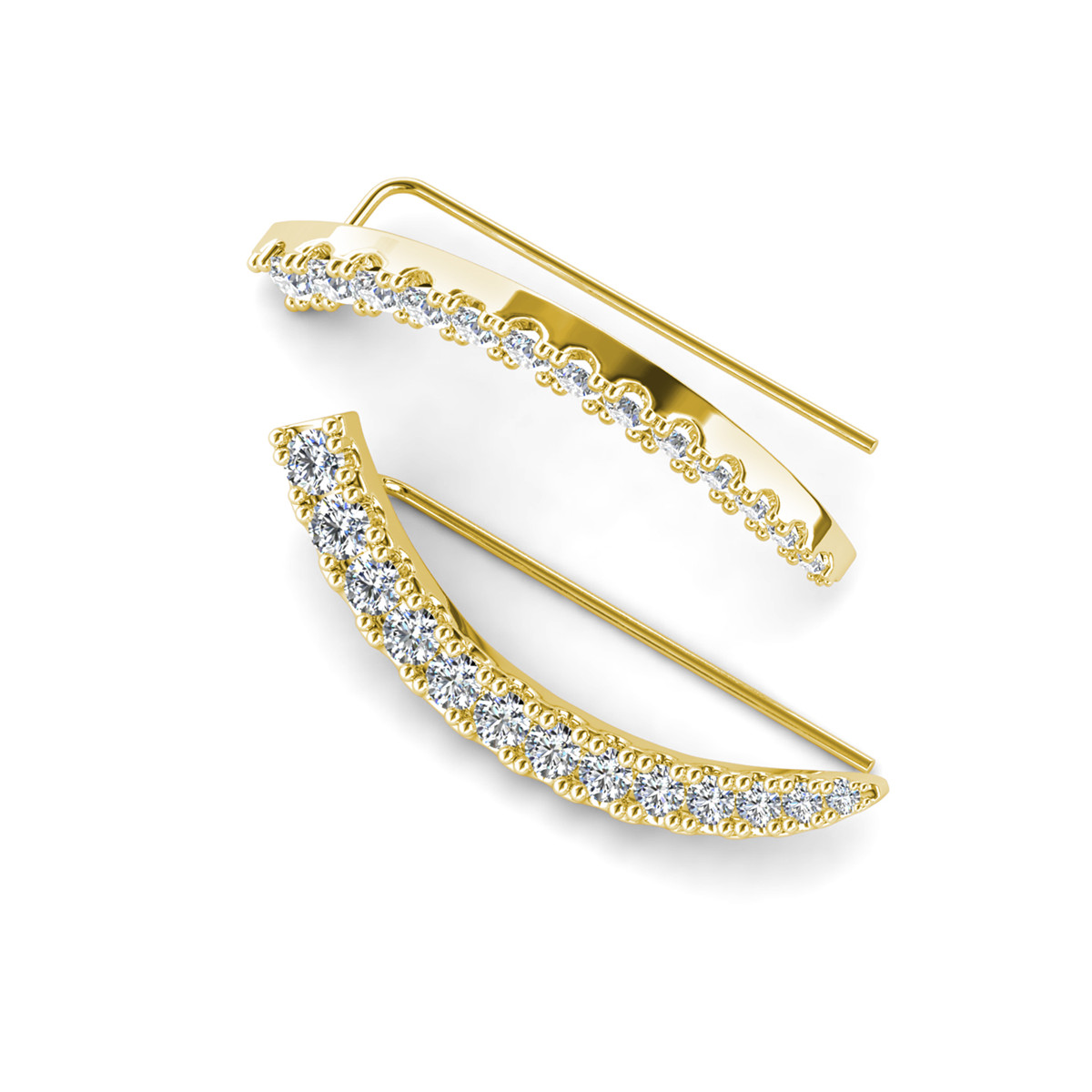 Cate & Chloe Camila 18k Yellow Gold Plated Ear Climber Earrings with Simulated Diamonds for Women