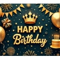 thumbnail image 4 of Yatrandify Golden Theme Happy Birthday Banner Decorative Design Crown Element Party Backdrop for Birthday Party Indoor Decoration Photo Shoot, 4 of 6