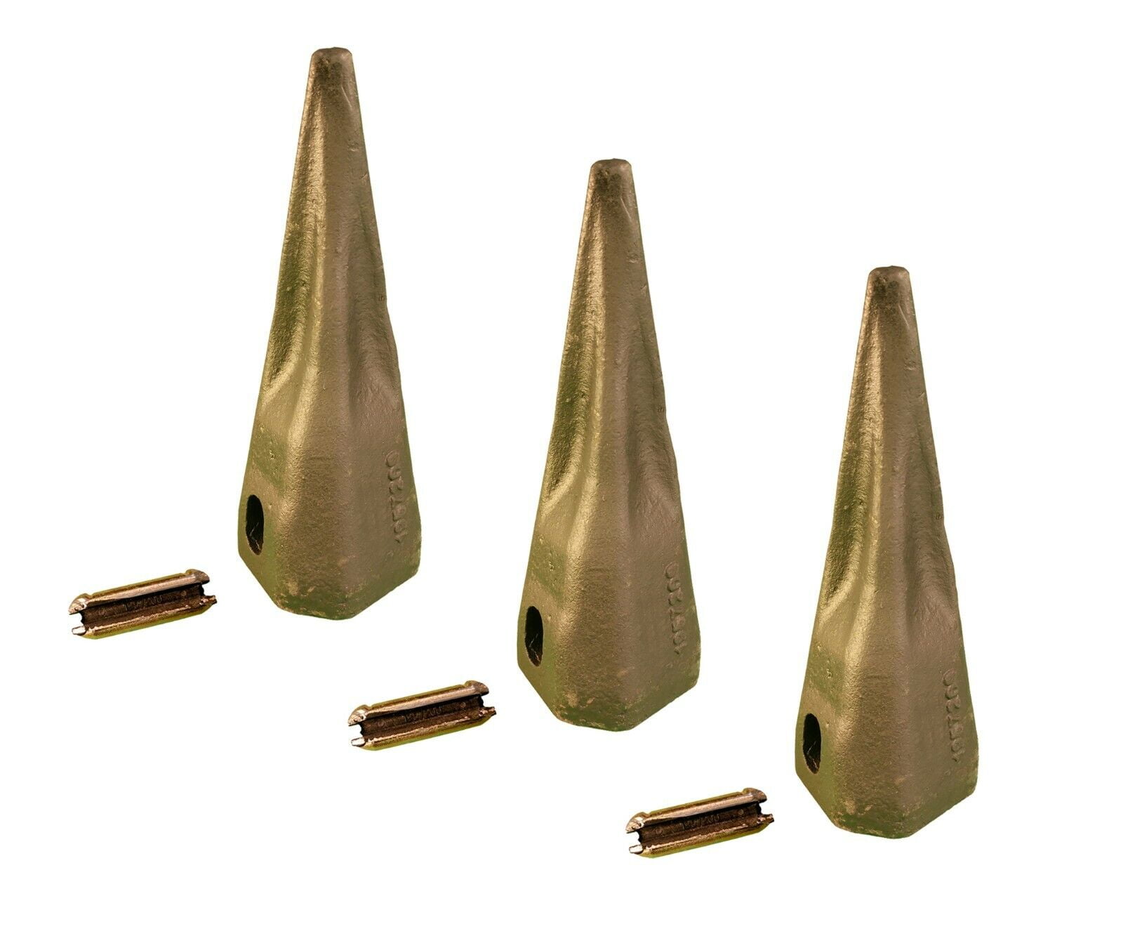 3 Backhoe Bucket Teeth 1957209 Sharp Tip, w/ Pins fits CAT DRS200