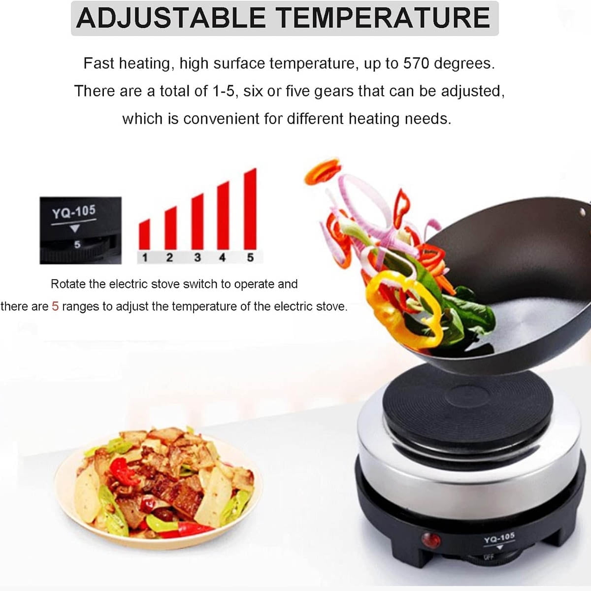 Mini Electric Hot Plate, 500W Round Hot Plate Portable Countertop Burner,Mini Stove Portable Stove Kitchen Cooktop Electric Heater,Perfect Size for Moka Pot 110V