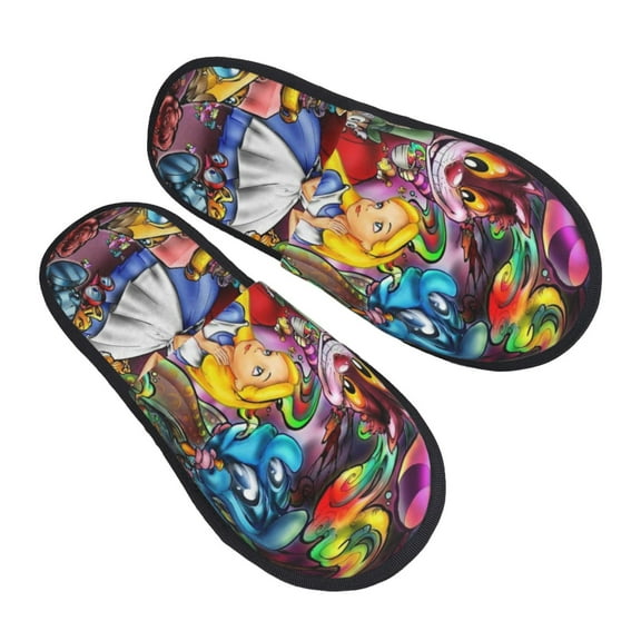 Alice in Wonden-Lan Slippers for Women Men Cotton Home Slippers Soft Fleece for Indoor Outdoor