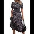 thumbnail image 2 of Vestidos Florales de para Mujer, Estilo Bohemio, Informal, de Verano, con Mangas Abullonadas, Estilo Occidental Negro S, 2 of 8