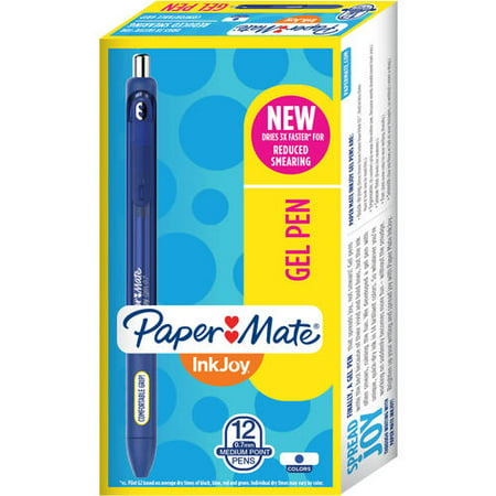 Paper Mate InkJoy Gel Retractable Pen, 0.7mm, 12ct - Blue Ink