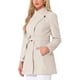 thumbnail image 4 of Abrigo largo de invierno con cinturón para mujer, clásico, de cuello alto, de manga larga, color beige, 4 of 8