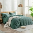 thumbnail image 2 of Cotton Duvet Cover Queen Size Pinstriped Comforter Cover with Button Washed Cotton Breathable Soft Solid Bedding Set Duvet Cover ×in & Pillowcases (NO Comforter), 2 of 9