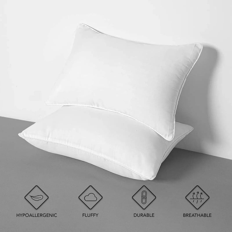 A1HC Throw Pillow Insert, Hypoallergenic Down Alternative, Extra Filled, Pack of 2, Indoor Decorative Pillows, 18x18", White