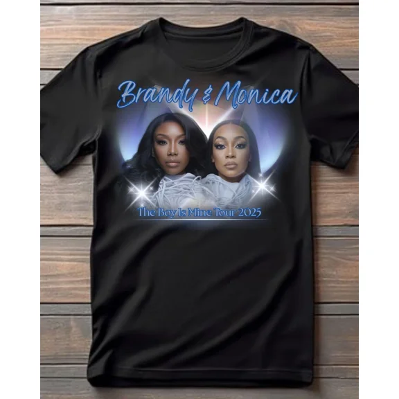 RARE Brandy And Monica the Boy is Mine 2025 Tour Black Cotton T Shirt Size S-5XL
