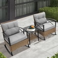 thumbnail image 3 of 3pcs Outdoor Rocking Chair with Table, Seizeen Patio Furniture Rattan Rocker Chairs, Cushiones Patio Bistro Set for 2, Front Porch Furniture for Living Room, Bedroom, Study Room, Gray, 3 of 10