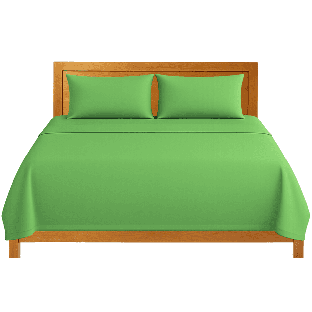 Sábanas King Size Lisas We2 Dream 100% Algodón Color Verde Lima 4 Piezas