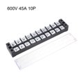 thumbnail image 2 of Unique Bargains 2Pcs Dual Rows 10 Positions 600V 45A Cable Barrier Block Terminal Strip TB-4510L, 2 of 3