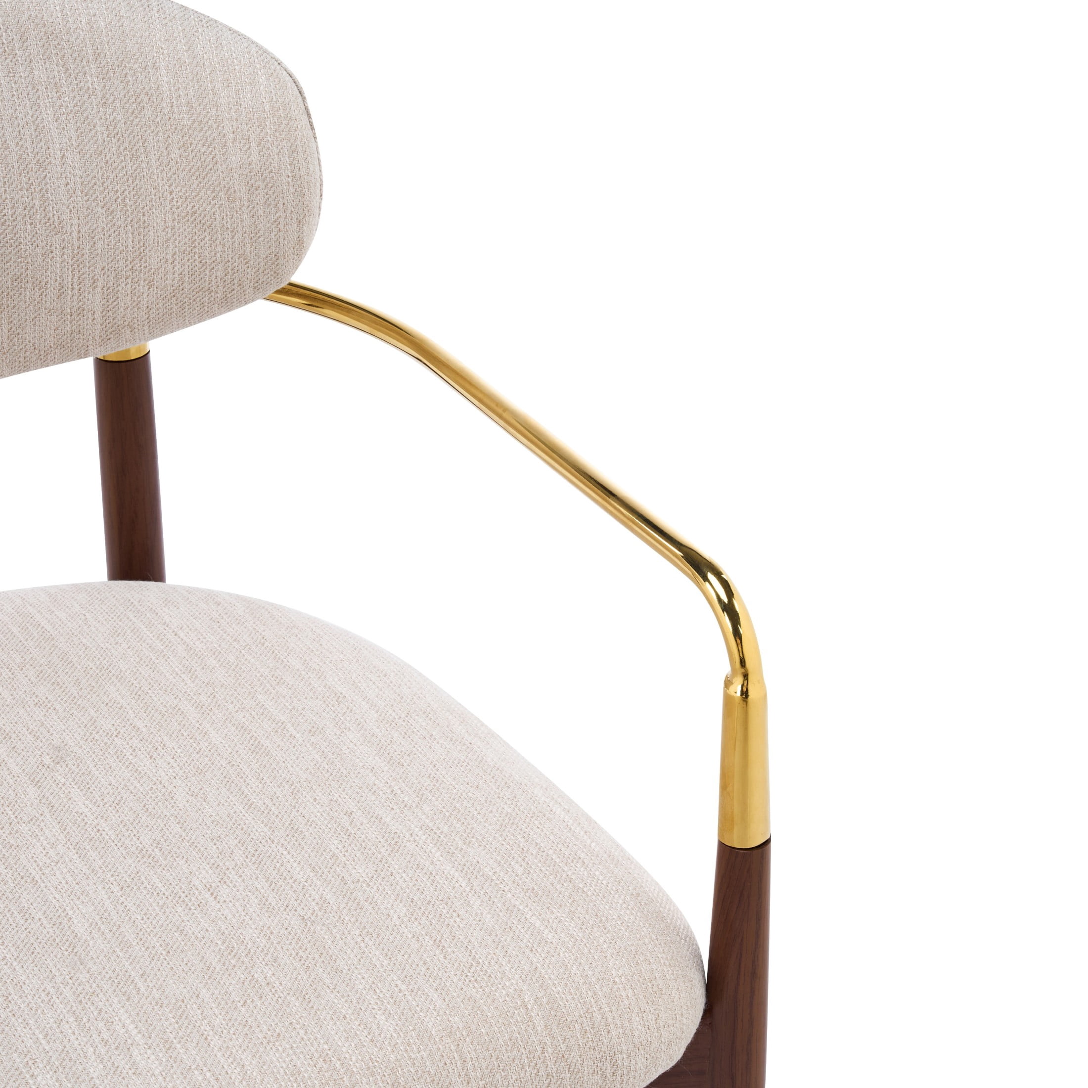 Christopher Knight Home Modern Upholstered Dining Chairs with Iron Frame, Walnut+Gold+Beige, Set of 2