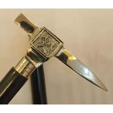 NAUTICALMARTUS BY Vintage Style Brass Solid Axe Hammer Head Handle Walking Stick Cane Wooden Shaft Gift