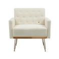 thumbnail image 6 of Teddy Fabric Upholstered Accent Chair, Button Tufted Leisure Armchair with Rose Golden Legs, Modern Single Sofa Reading Chair, for Living Room, Bedroom, Office, White Teddy, 6 of 9