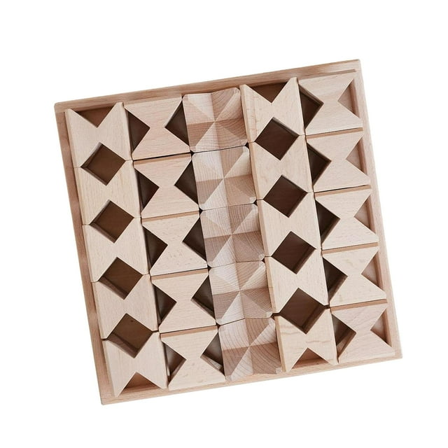 HILABEE Wood Building Blocks Set Wooden Butterfly Block for Boys Girls Birthday Gift 25 Blocks