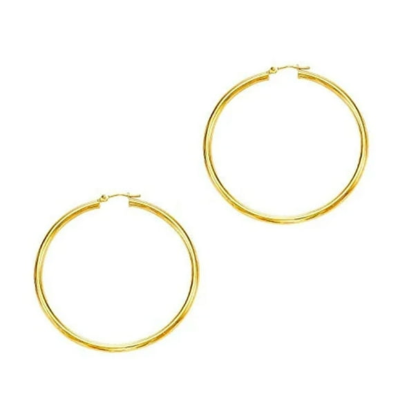JewelStop 14K Yellow Gold Hoop Earrings - 3x50mm, (1/8 Inches x 2")