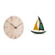 thumbnail image 1 of Reloj de pared redondo,Reloj de pared de madera para decoración de sala de estar,Reloj de pared de madera para dormitorio creativo,Figura de velero,Escultura de velero de hierro para, 1 of 8