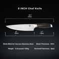 thumbnail image 4 of WILDMOK Chef Knife 8 Inch, German Steel Kitchen Knives Chef's Knives with Pakka Wood Handle, Gift Box, 4 of 6