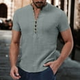 thumbnail image 2 of Shirts for Men,Short Sleeve T-Shirt Casual Solid Top Summer Comfortable Beach Breathable Relaxed Fit,Mens Dress Shirt,L,Grey, 2 of 5