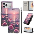 thumbnail image 3 of ShellTech Wallet Case for iPhone 17 Pro, Floral Pattern PU Leather Flip Folio TPU Interior Cover with Credit Card Holder Slots, Cash Pocket, Kickstand, Magnetic Closure & Detachable Wrist Strap,F, 3 of 8