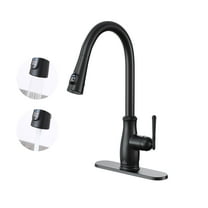 CASAINC Single Handle Kitchen Faucet with Pull Out Sprayer, Deck Mounted, Matte Black