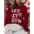 thumbnail image 4 of Suéteres Navideños para Mujer con Estampado Navideño, Corte Holgado, Larga, Estilo Pullover Rojo XXL, 4 of 8
